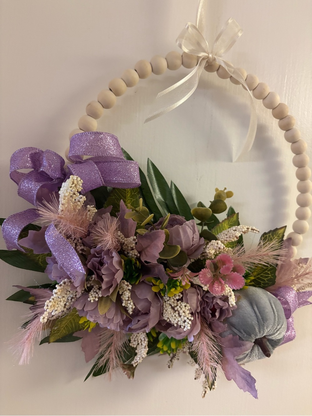 Decorative Lavender Floral Hoop Wreath by
